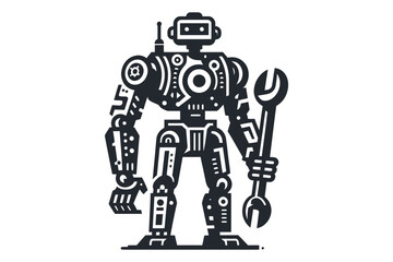 Robot silhouette vector illustrations