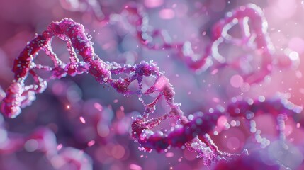 Abstract Pink DNA Double Helix Structure