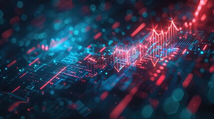 Obraz premium Abstract Digital Data Visualization with Red and Blue Lights