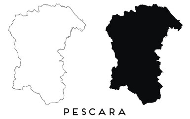 Pescara map outline and black silhouette vector