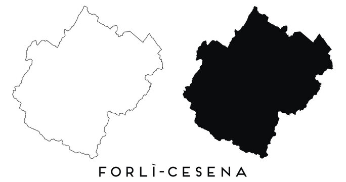 Forli Cesena map outline and black silhouette vector