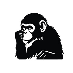 chimpanzee chimp  silhouette vector illustration  transparent background