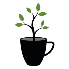 


     A black cup with a tree growing vector illustration.
