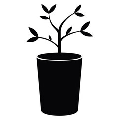 A black cup with a tree growing vector illustration.