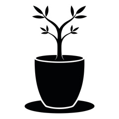 A black cup with a tree growing vector illustration.