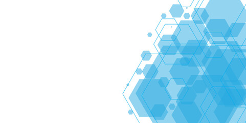 Blue Hexagonal Technology Background. Abstract Geometric Hexagon Network Design. Futuristic Hexagon Technology Interface. Vector. Illustration. Hexagon. 