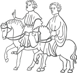 Simple Medieval Outline Ink Sketch