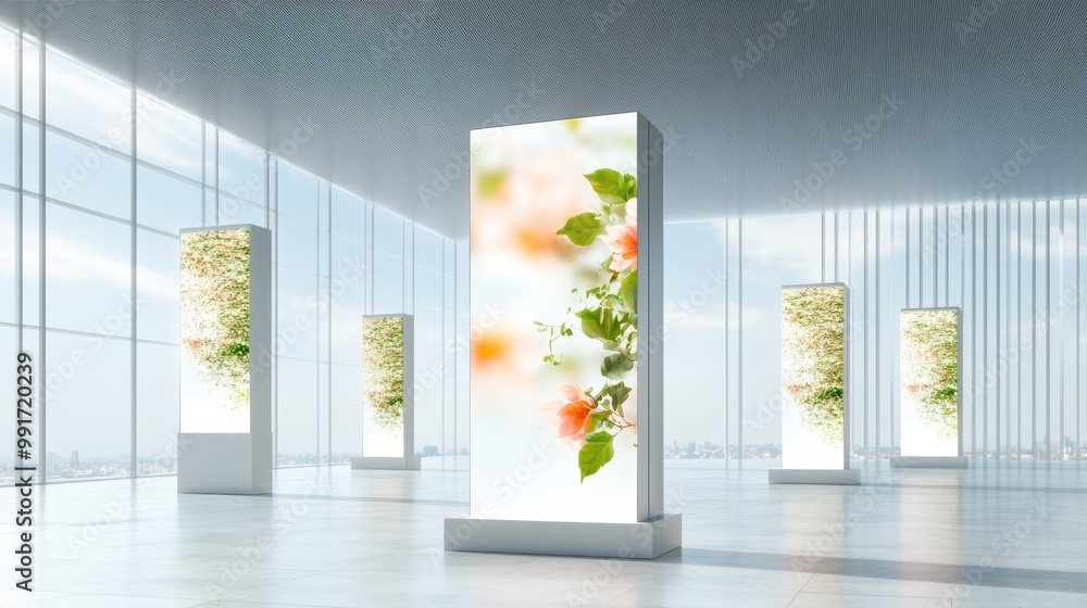 Poster a digital display showcasing the brand logo and key visual elements, attracting attention in a crowd