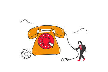 Cartoon flat style drawing businessman helping his partner to lifting cogs or gears on top of stairs. Teamwork, goal achievement, solution, success, winner concept. Graphic design vector illustration