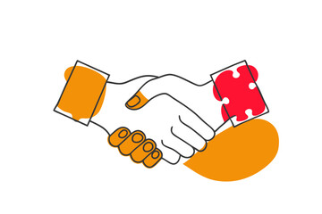 Cartoon flat style drawing businessman helping his partner to lifting cogs or gears on top of stairs. Teamwork, goal achievement, solution, success, winner concept. Graphic design vector illustration