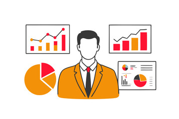 Cartoon flat style drawing businessman helping his partner to lifting cogs or gears on top of stairs. Teamwork, goal achievement, solution, success, winner concept. Graphic design vector illustration