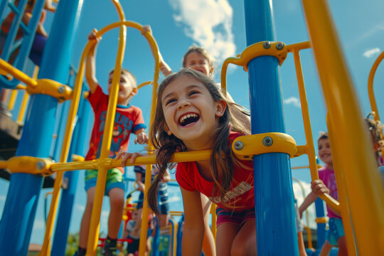 A group of children playing on a playground