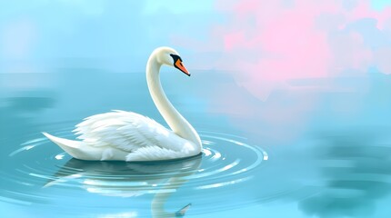 Obraz premium Graceful Swan on Shimmering Pond