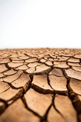 Desolate Arid Cracked Earth Texture in Natural Brown Tones - Macro Perspective on Drought and Environment Concept