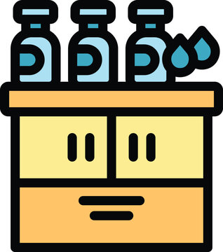 recommend clip art: Water cooler with bottles standing on cabinet icon vector outline color flat