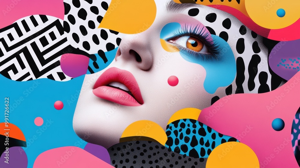 Poster a surreal portrait of a person with multiple eyes, each representing a different facet of their pers