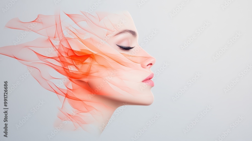 Aufkleber an intricate network of lines and shapes forming an abstract portrait, capturing the complex layers 