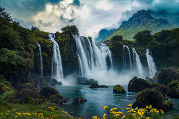 waterfall in the mountains