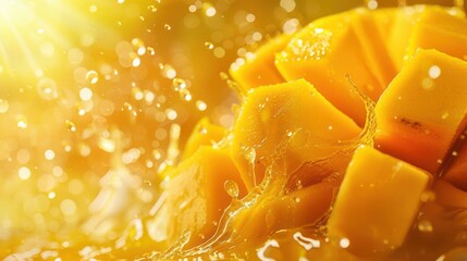 Fruit juice background, mango splash, vivid orange hues