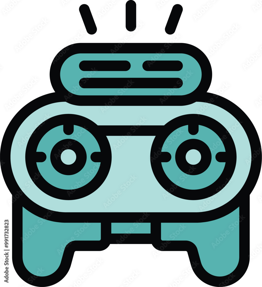 Poster this vector illustration features a drone remote control emitting a signal, representing technology 