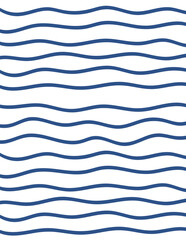 Wavy stripes print background. uneven hand drawn waves vector pattern. Striped abstract template. Cute squiggle streaks texture. blue bars on white backdrop.