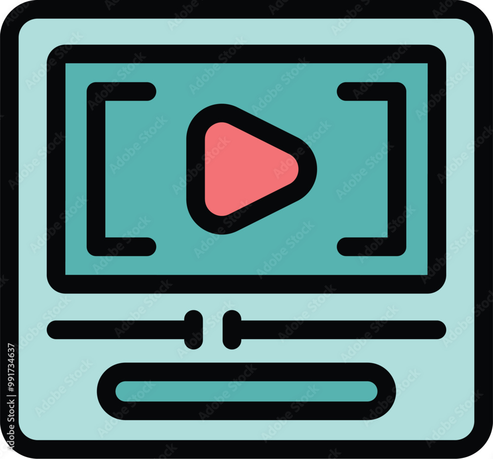 Poster video player interface showing video playing with play button and timeline, concept of online entert