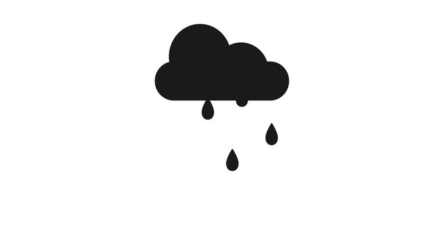 Animated drops of rain from cloud. Motion graphic design. 4k.