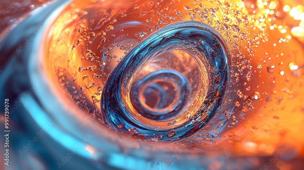 Canvas Prints close-up of an orange and blue glass vase filled with water droplets