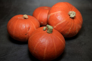 Halloween pumpkins on black.
