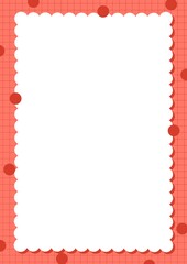 red dots with plaid pattern frame background, illustration paper template.