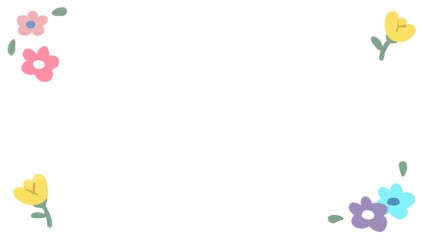 flower corner border, illustration paper template, greeting card, presentation size background.