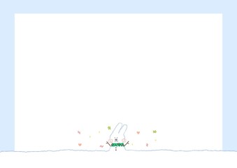 a cute bunny rabbit snowman with colorful glitter and blue frame, illustration Christmas paper template, A4 size background.