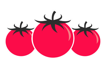 Red ripe tomato in flat style isolated on white background. Vector illustration