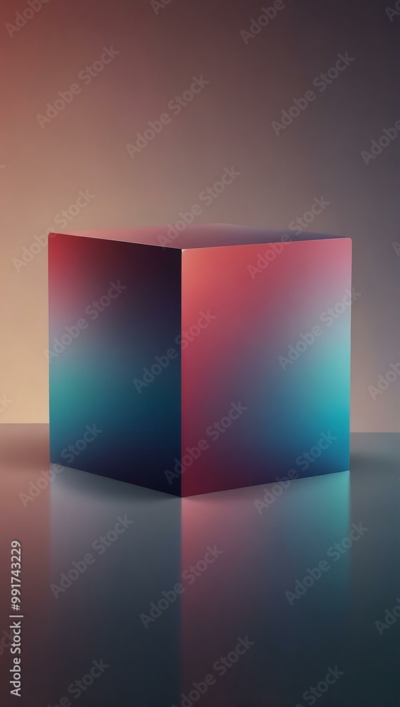 Poster minimalistic cube on a gradient background.