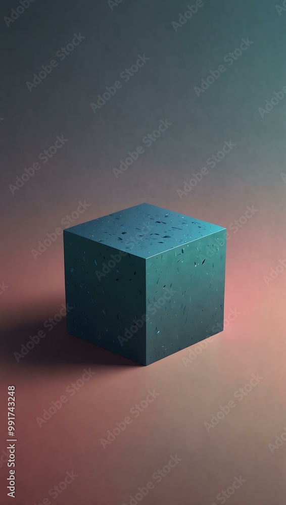 Poster minimalistic cube on a gradient background.
