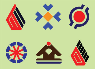 Obraz premium Six Abstract Business Logos - Different Cool Color Designs and Illustrations for Companies - Organizations - Associations - Foundations etc.