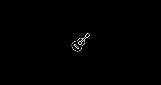 Guitar button icon animation 4K on black background.