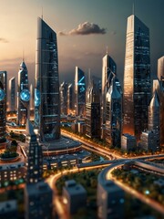 Model of a futuristic smart city with advanced design.
