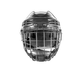 silver hockey helmet isolated on white background