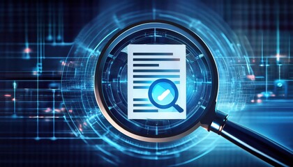  A detailed IT Security Risk Assessment concept depicted with a magnifying glass focused on 