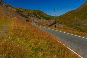 Road through Cwmystwyth, the centre point of wales.