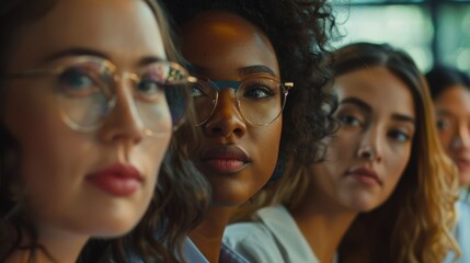 Team of women collaborating in a business meeting focused on communication, motivation, strategy, and brainstorming for creative planning and SEO ideas
