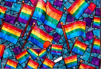 Fototapeta premium the LGBT symbol is styled like Tiffany.