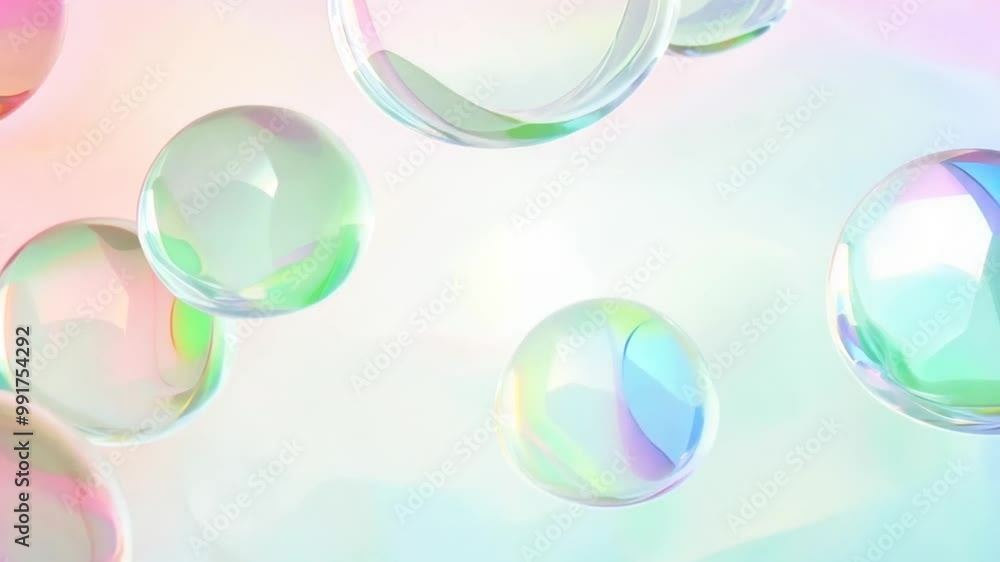 Poster soap bubbles float gracefully against a soft pastel background, creating a dreamy atmosphere with a 