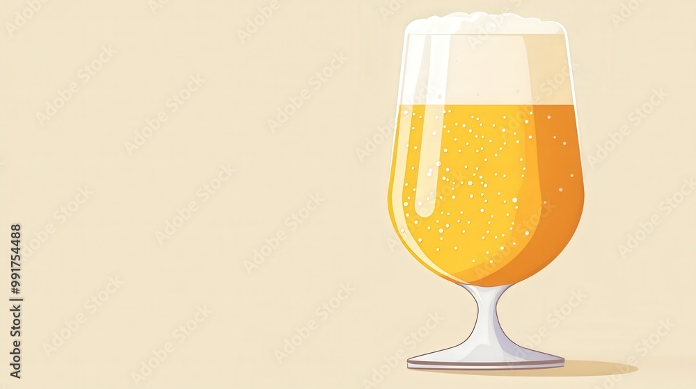 Poster refreshing yellow beer in minimalist flat vector design on light background creating modern appeal