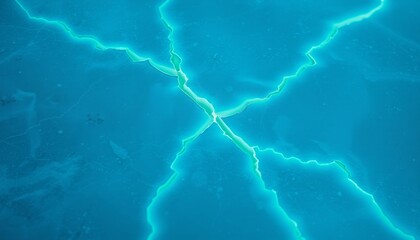 Frosted cracked ice with glowing fractures for tech customization