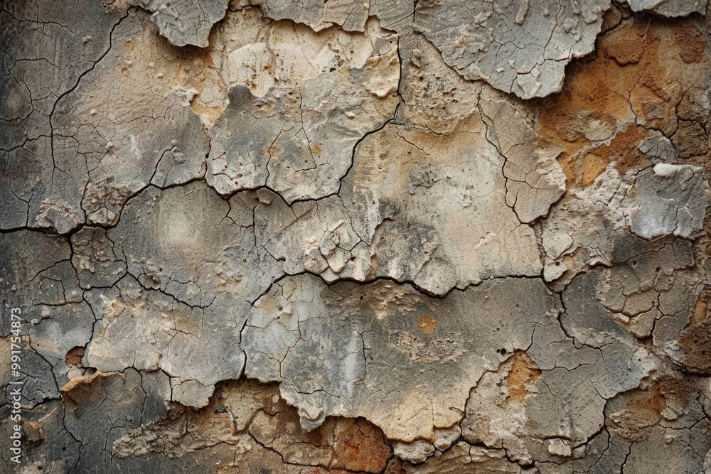 Poster a close-up shot of peeling paint on a worn-out wall, great for adding texture and detail to your des