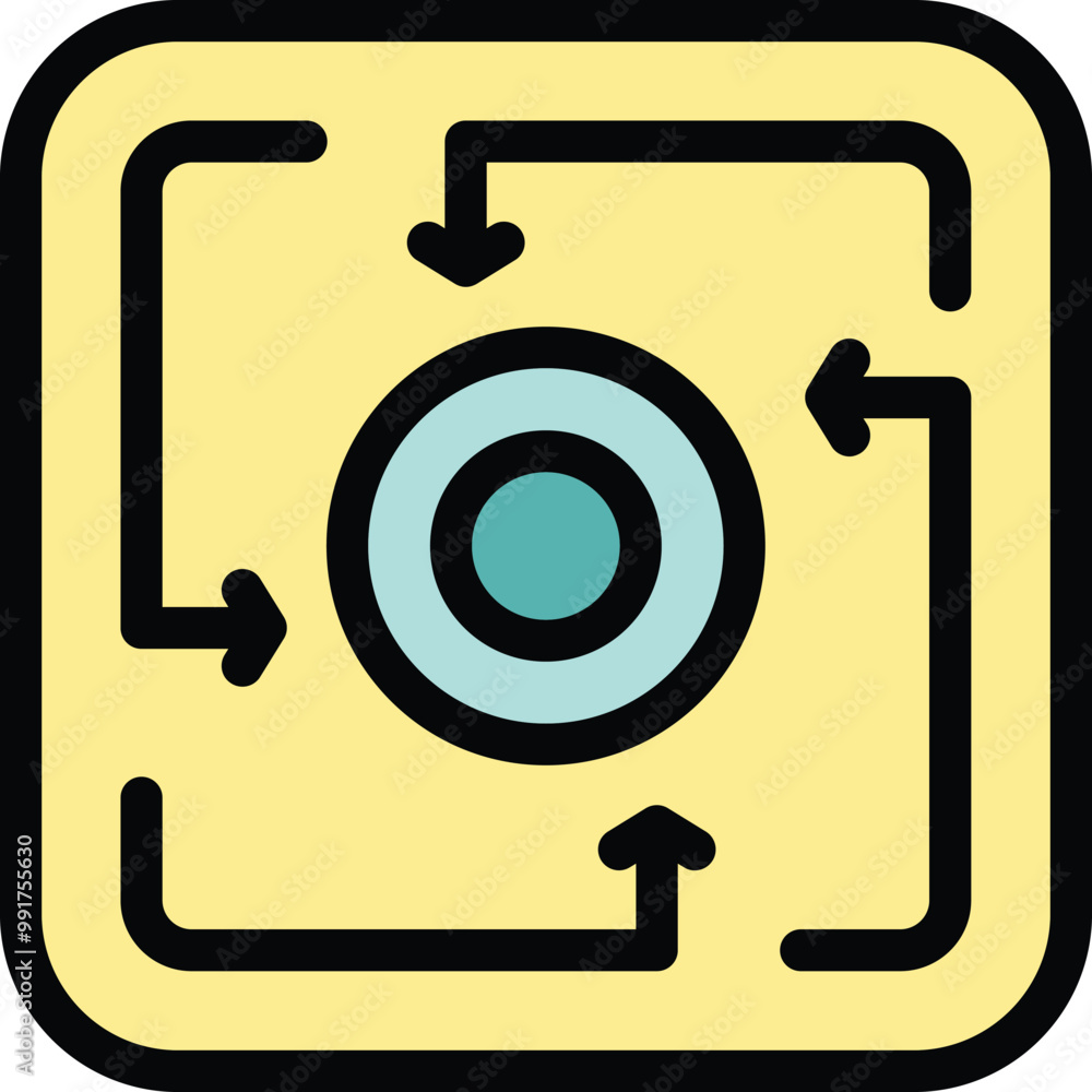 Aufkleber simple icon representing the concept of core business purpose with arrows converging to the center