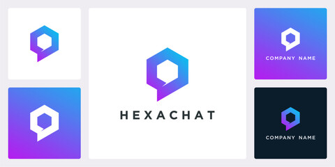 Vector of hexagon chat, logo and icon design template available, can be used in various media easily, editable