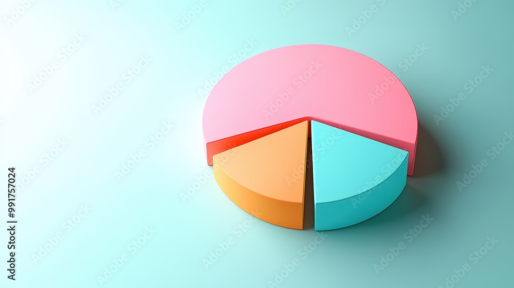 Poster vivid abstract pie chart on pastel background - minimalist design with clean divisions and color var